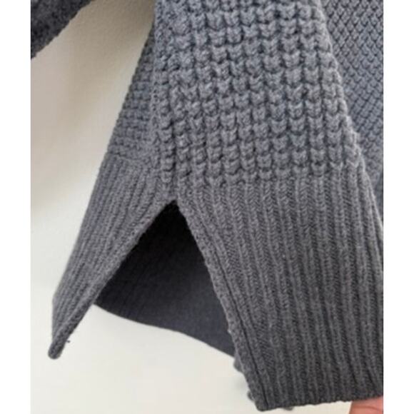 Everlane Gray 100% Merino Wool Knit Turtleneck Pullover Sweater w/Side Slits-S - Picture 3 of 6